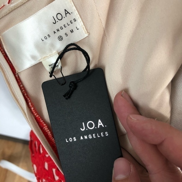 JOA Off the Shoulder Red Lace Mini Dress NWT XS - Picture 6 of 9